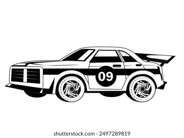 Vintage sports car illustration isolate on white