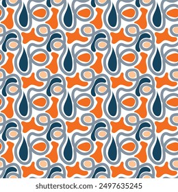 Vintage spotted seamless pattern with swirled endless stripes. Vector illustration for print, fabric, cover, packaging, interior decor, blog decoration and other your projects.