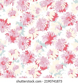 Vintage spring floral seamles pattern vector seamless daisies pattern, pink ditsy flowers pattern. watercolor daisies, simple and classic.
