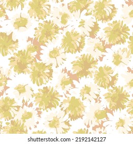Vintage spring floral seamles pattern vector seamless daisies pattern, yellow with beige ditsy flowers pattern. watercolor daisies, simple and classic.
