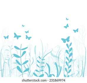 vintage spring florals and butterfly background