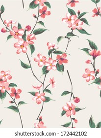 vintage spring flower branch pattern background