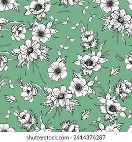 Vintage spring seamless  can be used for wallpaper, website background, wrapping paper. Manual graphics. Vector illustration.