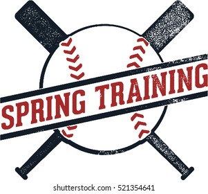 Vintage Spring Training Baseball Stamp Sign