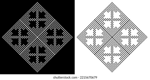 Vintage squar polka dots white and black pattern, black and white background - vector abstract background