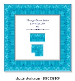 Vintage square 3D frame blue round curve dot line, retro style template ideal for invitation or greeting card design.
