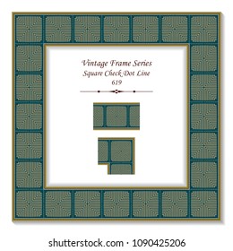 Vintage square 3D frame square check dot line, retro style template ideal for invitation or greeting card design.