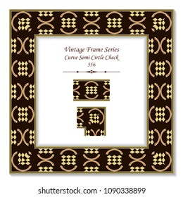 Vintage square 3D frame curve semi circle check geometry, retro style template ideal for invitation or greeting card design.