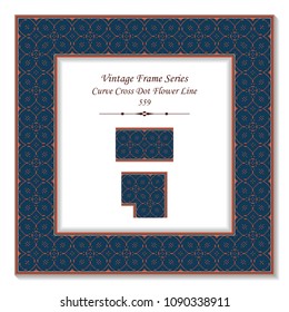 Vintage square 3D frame curve cross dot flower line, retro style template ideal for invitation or greeting card design.