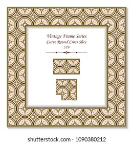 Vintage square 3D frame curve round cross slice, retro style template ideal for invitation or greeting card design.