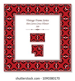 Vintage square 3D frame dot curve cross flower, retro style template ideal for invitation or greeting card design.