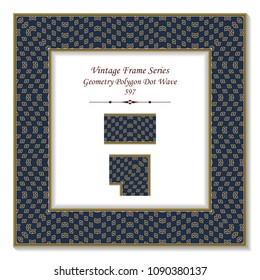 Vintage square 3D frame geometry polygon dot wave, retro style template ideal for invitation or greeting card design.