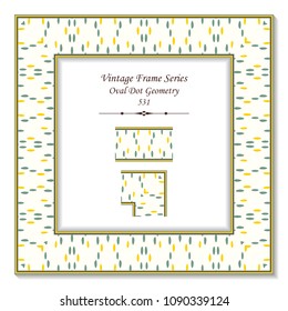 Vintage square 3D frame oval dot geometry, retro style template ideal for invitation or greeting card design.