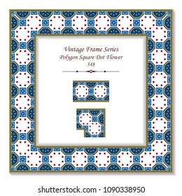 Vintage square 3D frame polygon square round dot cross flower, retro style template ideal for invitation or greeting card design.
