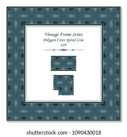 Vintage square 3D frame polygon cross spiral line, retro style template ideal for invitation or greeting card design.