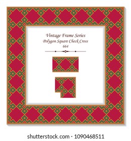 Vintage square 3D frame polygon square check cross, retro style template ideal for invitation or greeting card design.
