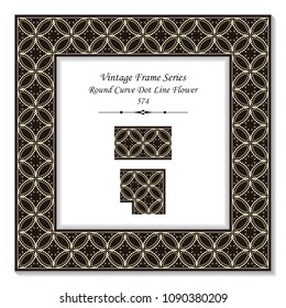Vintage square 3D frame round curve cross dot line flower, retro style template ideal for invitation or greeting card design.