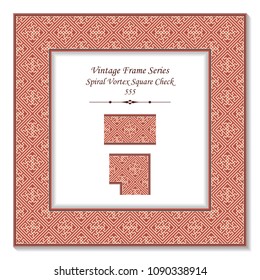 Vintage square 3D frame spiral vortex cross geometry square check, retro style template ideal for invitation or greeting card design.