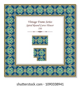 Vintage square 3D frame spiral round curve flower, retro style template ideal for invitation or greeting card design.