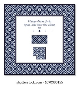 Vintage square 3D frame spiral curve cross vine flower, retro style template ideal for invitation or greeting card design.