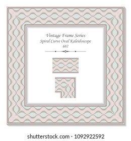 Vintage square 3D frame spiral curve cross oval geometry kaleidoscope, retro style template ideal for invitation or greeting card design.