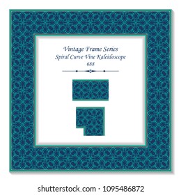 Vintage square 3D frame spiral curve cross vine kaleidoscope, retro style template ideal for invitation or greeting card design.