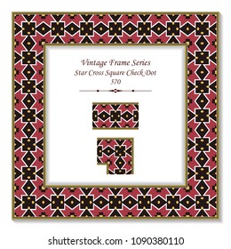 Vintage square 3D frame star cross square check dot, retro style template ideal for invitation or greeting card design.
