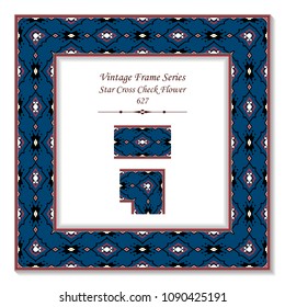 Vintage square 3D frame star cross check flower, retro style template ideal for invitation or greeting card design.