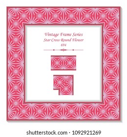 Vintage square 3D frame star cross round geometry flower, retro style template ideal for invitation or greeting card design.