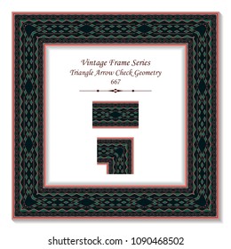 Vintage square 3D frame triangle arrow check geometry pink line, retro style template ideal for invitation or greeting card design.