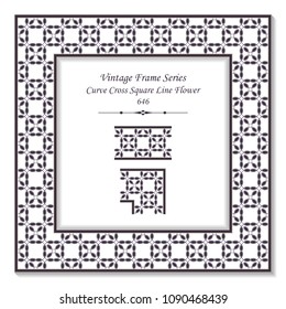 Vintage square 3D frame urve cross square line flower, retro style template ideal for invitation or greeting card design.