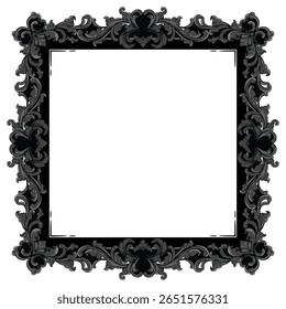 Quadrado barroco quadrado vintage com ornamento floral gravura ilustração arte