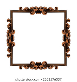 Quadrado barroco quadrado vintage com ornamento floral gravura ilustração arte