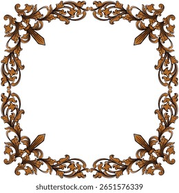 Quadrado barroco quadrado vintage com ornamento floral gravura ilustração arte
