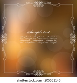 Vintage square frame on blurred soft background.