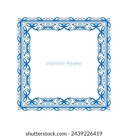 Vintage square frame with romantic floral ornament. Filigree geometric design elements and ornamental page decoration
