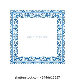 Vintage square frame with romantic floral ornament. Filigree geometric design elements and ornamental page decoration