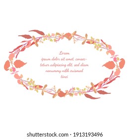 Vintage Square Frame with Rounded Corners and Hand Drawn Culinary Herbals. Color Filled Leaves and Twigs with no Contour. Vector Illustration for Culinary and other Products, Posters, Designs.