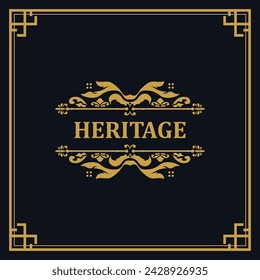 Vintage square ornament logo monogram template branding