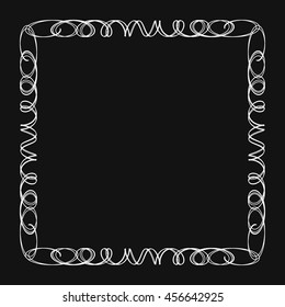 Vintage square white frame on a black background.