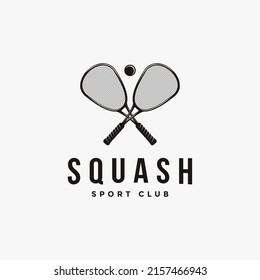 Vintage Squash club, squash tournament, squash logo, squash racket and ball icon vector on white background