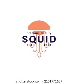 Vintage squid logo design template