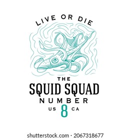 Vintage Squid Logo. Vector Illustration