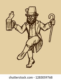 Vintage St. Patrick's Day Leprechaun - realistische Vektorillustration