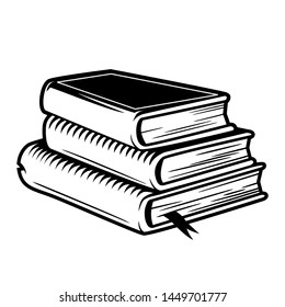 Vintage stack of books concept on white background isolated vector illustration
