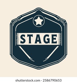 vintage stage emblem label poster print retro vector illustration template design