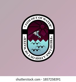Vintage Stained Glass Fish Flying Out of Water Company Logo Design Vector Great for Any Business/Company/Projetcs Niche
