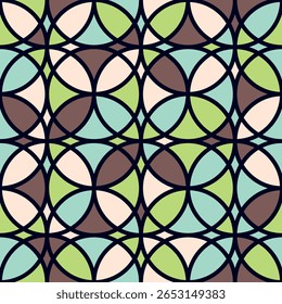 Vintage manchado de vidro motley sem costura padrão. Ilustração vetorial para impressão, tecido, capa, embalagem, decoração de interiores, decoração de blog e outros seus projetos.