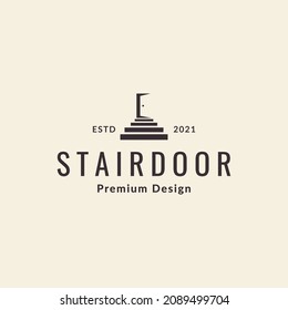 vintage stairs with door open logo symbol icon vector graphic design illustration idea creative 