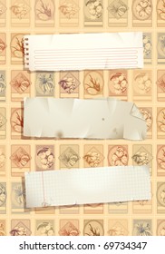 Fundo de selo vintage com papéis rasgados